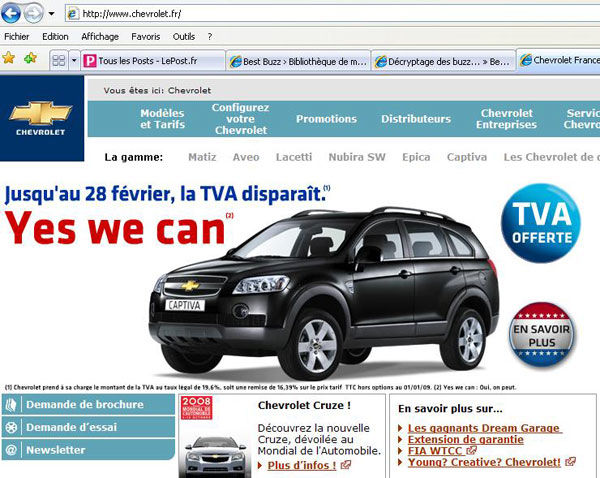 pub Barack Obama yes we can chevrolet