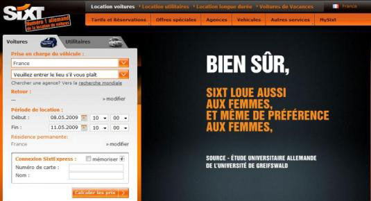 bannière sexiste sixt