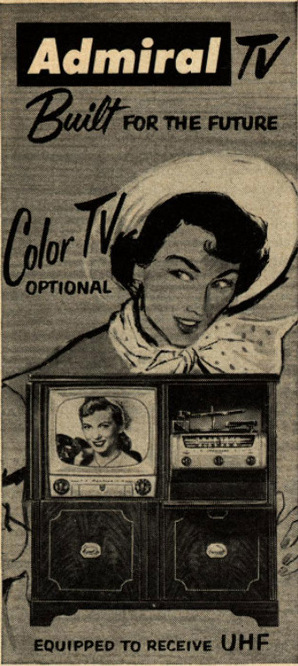 publicité télévision Admiral TV 1950