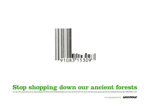 publicité code-barres greenpeace