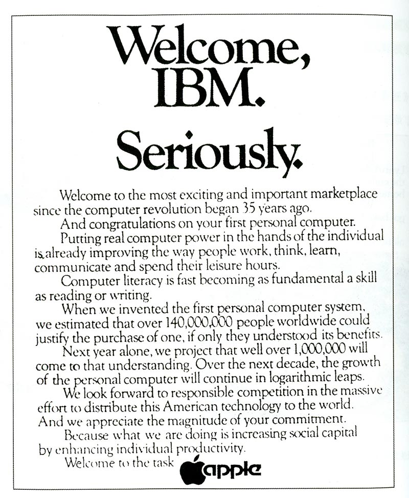 publicité Apple Welcome IBM seriously