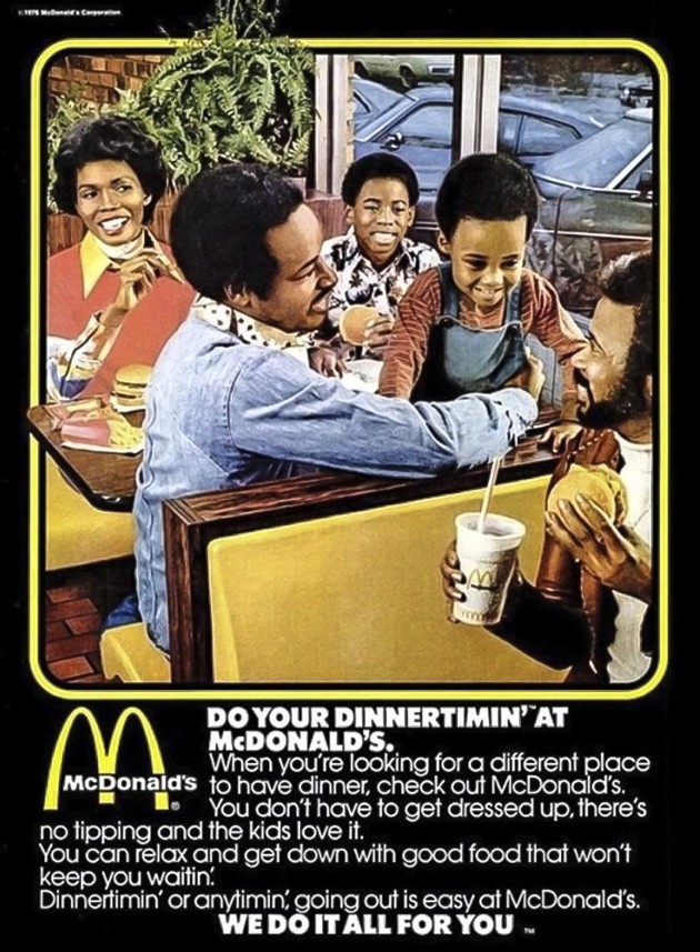 pub mcdonald's 1976 avec des noirs