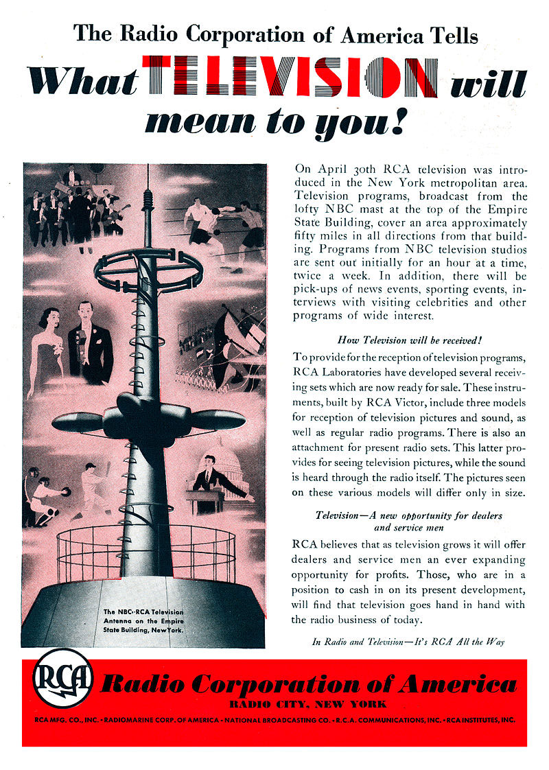 publicité RCA television 1939
