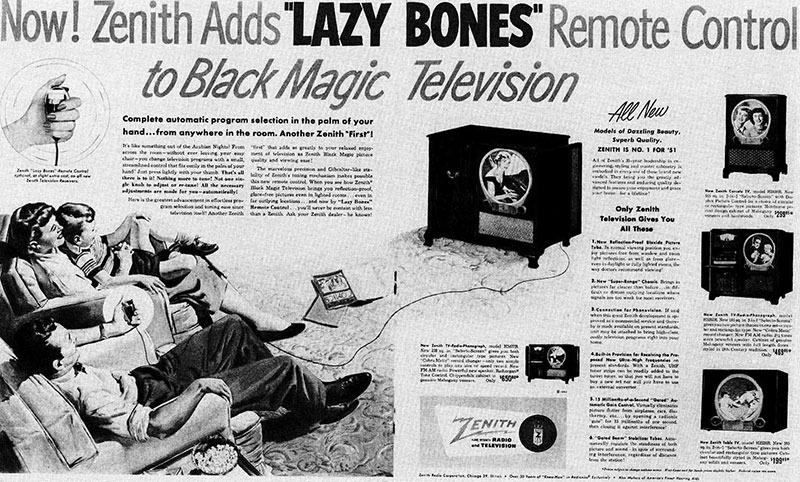 publicité telecommande Zenith Lazy Bones