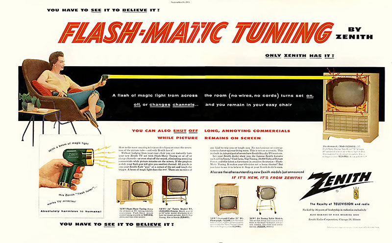 publicité telecommande Zenith flash-matic 