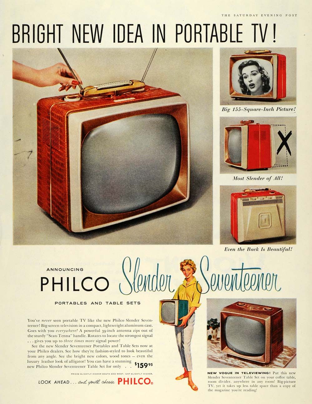 publicité télévision Philco Slender Seventeener 1957