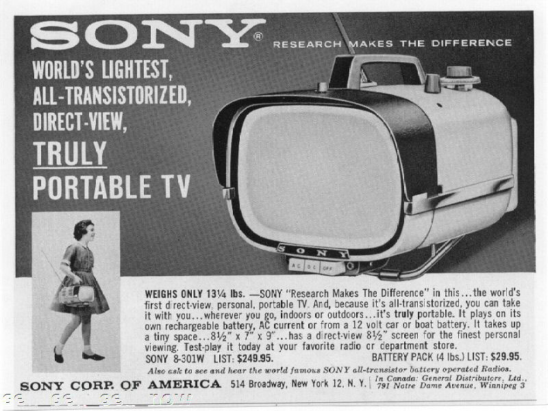 publicité télévision portable Sony 8-301W 1960