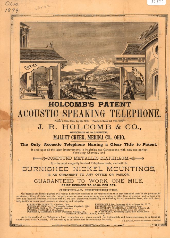 publicité téléphone Holocomb acoustic telephone (1899)