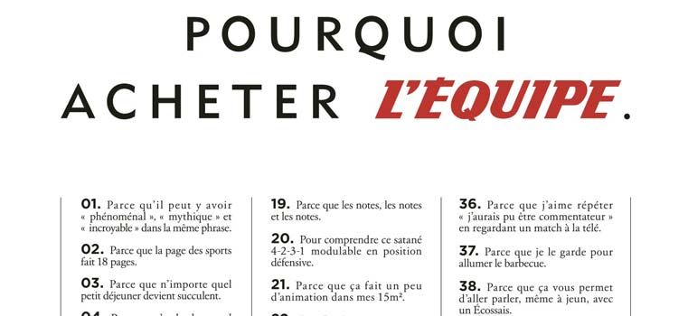 Les 50 bonnes raisons d’acheter l’Equipe